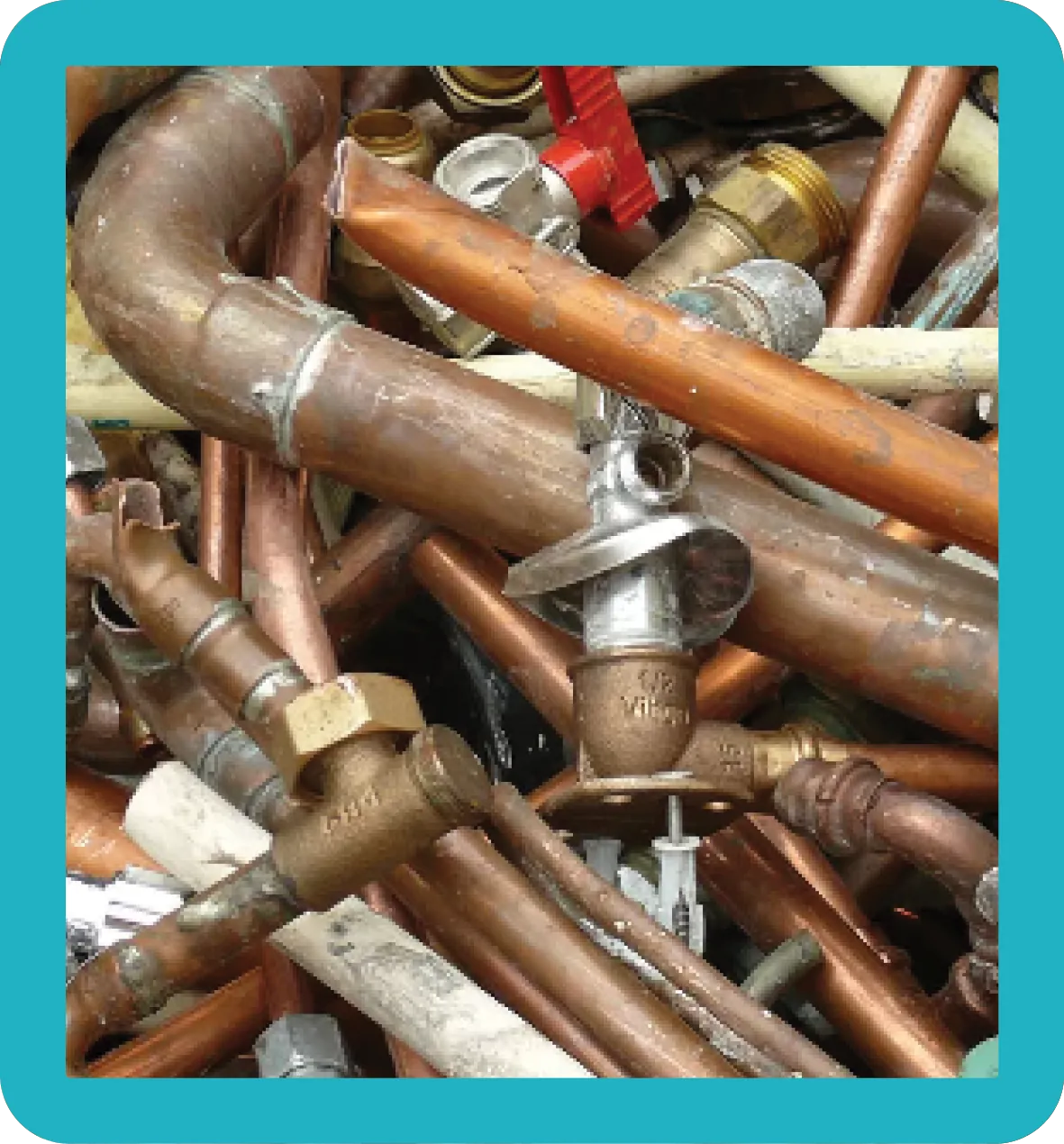 Copper Domestic Copper domestic pile with copper pipes and copper fittings.