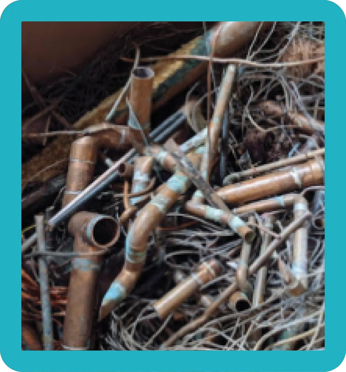 Copper No2 Bin full of copper scrap. Copper number 2