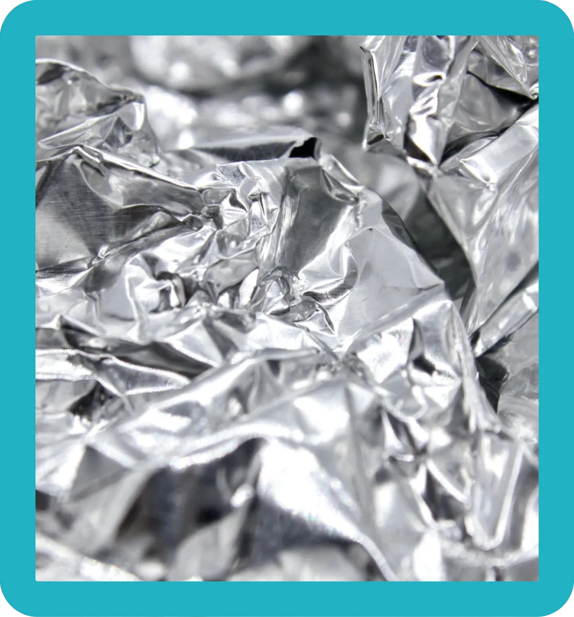 Foil Aluminium foil crinkled up into a pile.