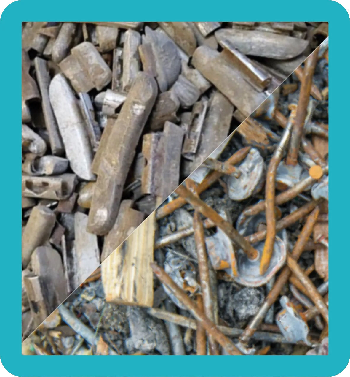 A mix of lead head nails and lead wheel stoppers.