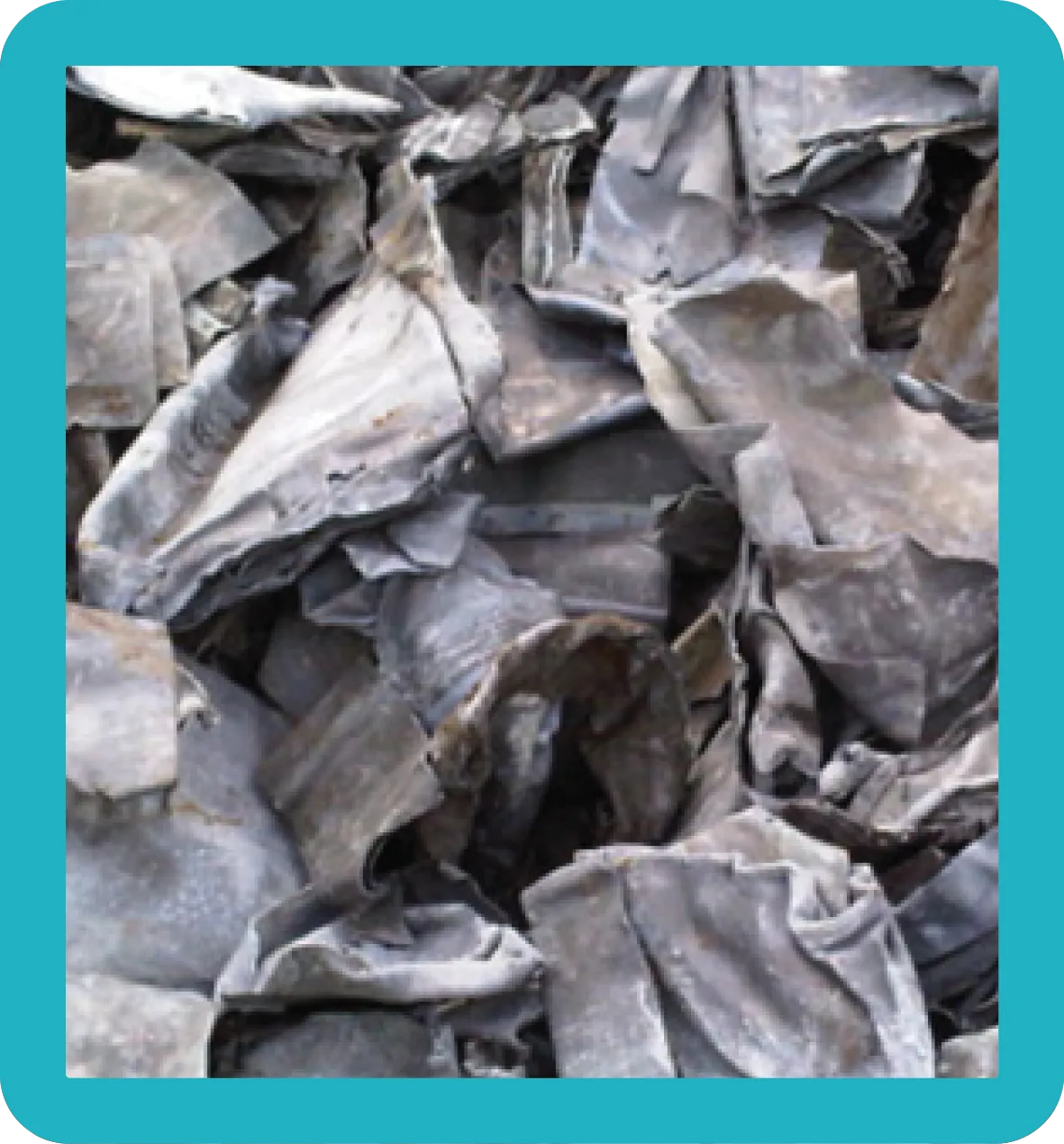 Chunks of NZ lead scrap awaiting processing.