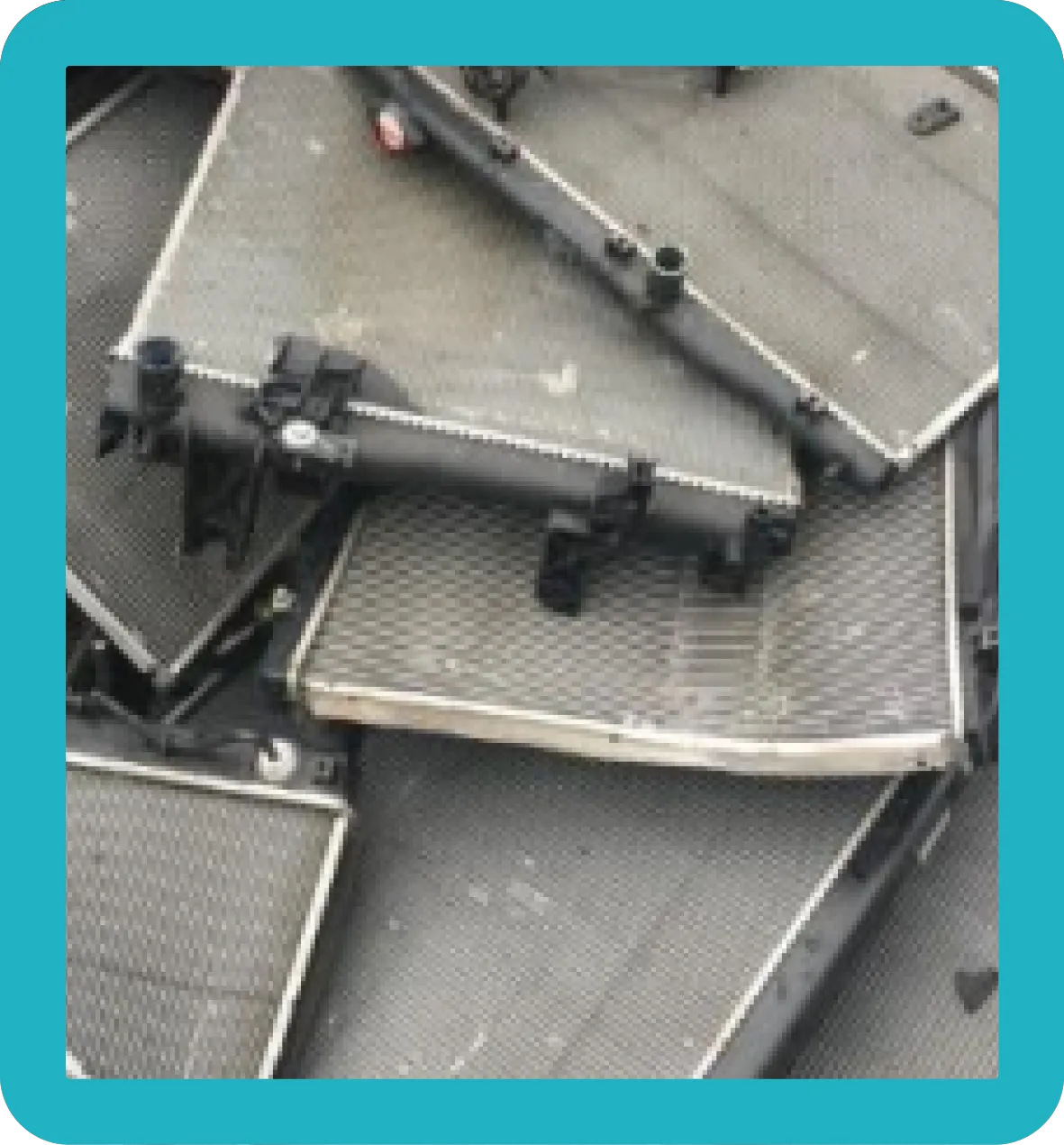 Radiators Aluminium radiators in a pile ready to be scrapped.