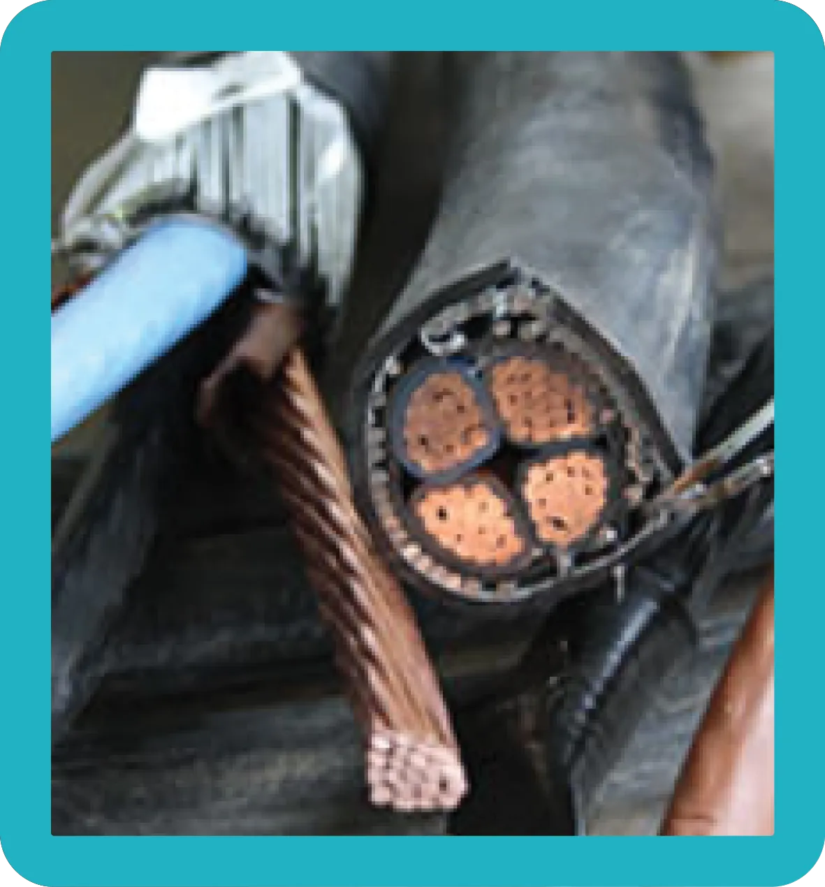 Steel Coated Copper Coiled up view of steel coated copper wire.