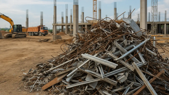 A pile of metal at the construction site - construction waste recycling in NZ.