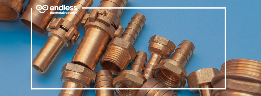 Collection of brass as an example of red metal scrap