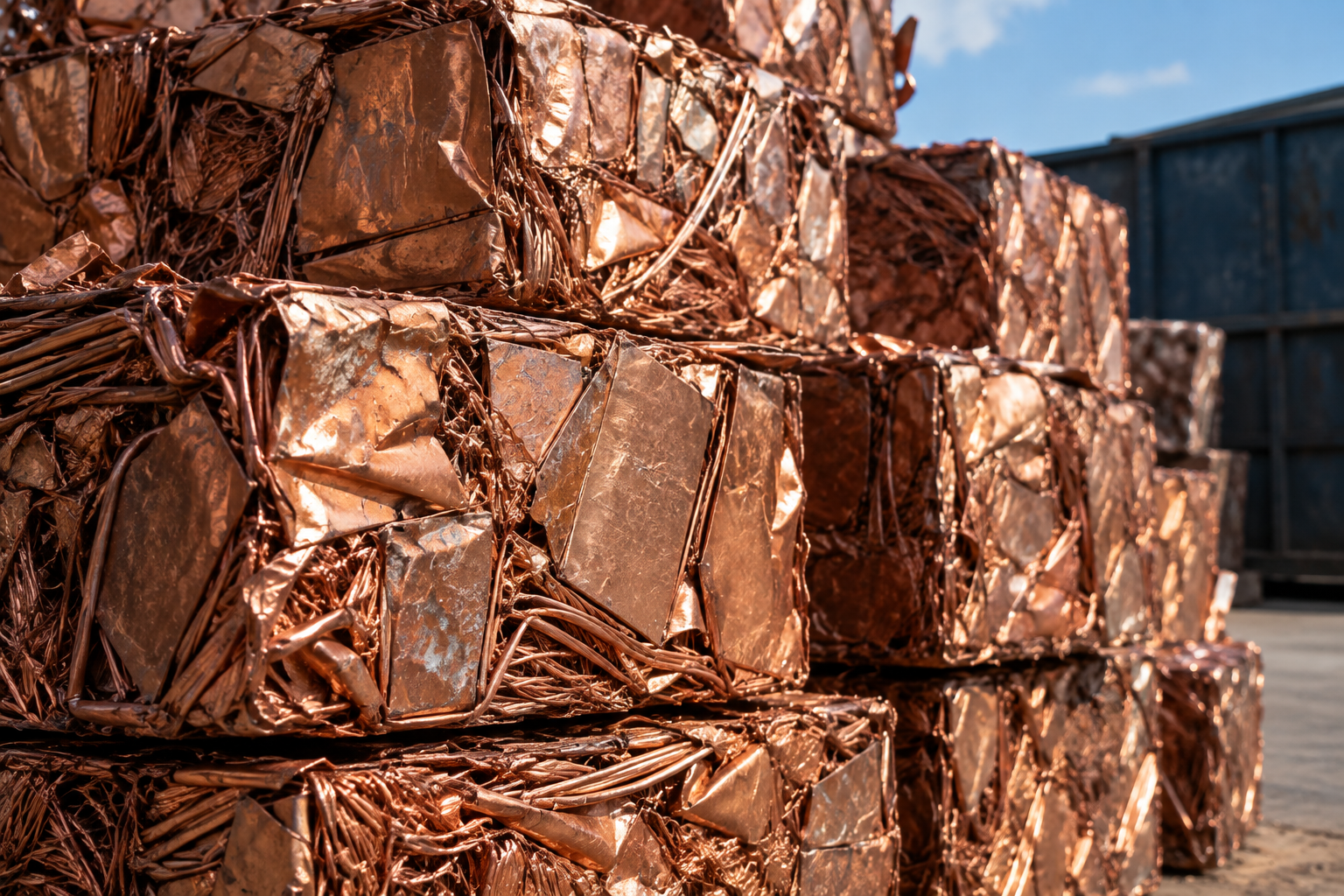 Copper bales Copper bales in scrap yard