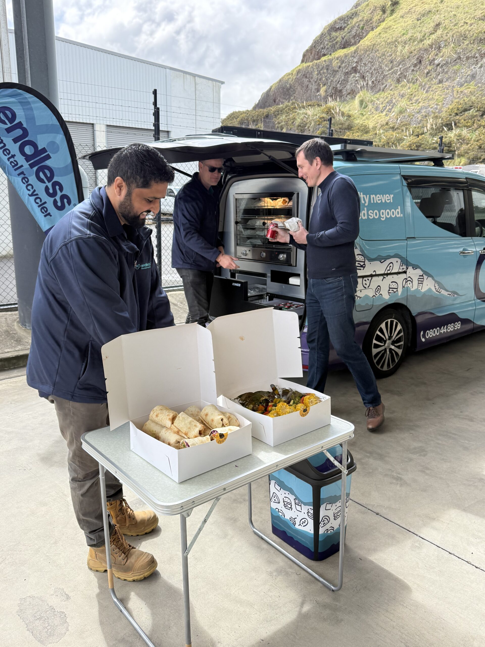 endless pie van visits Trical in Wiri