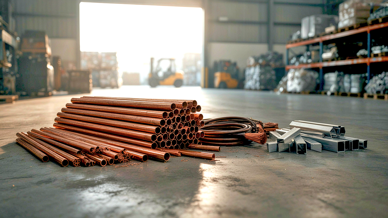 Copper pipes at scrap yard