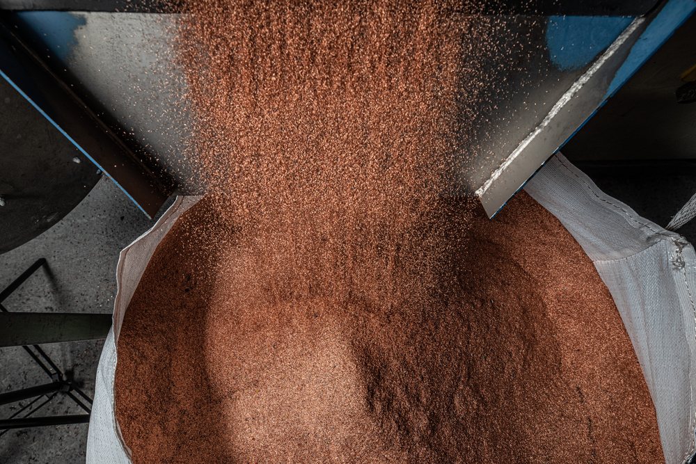 clean copper granules recovered by the granulator