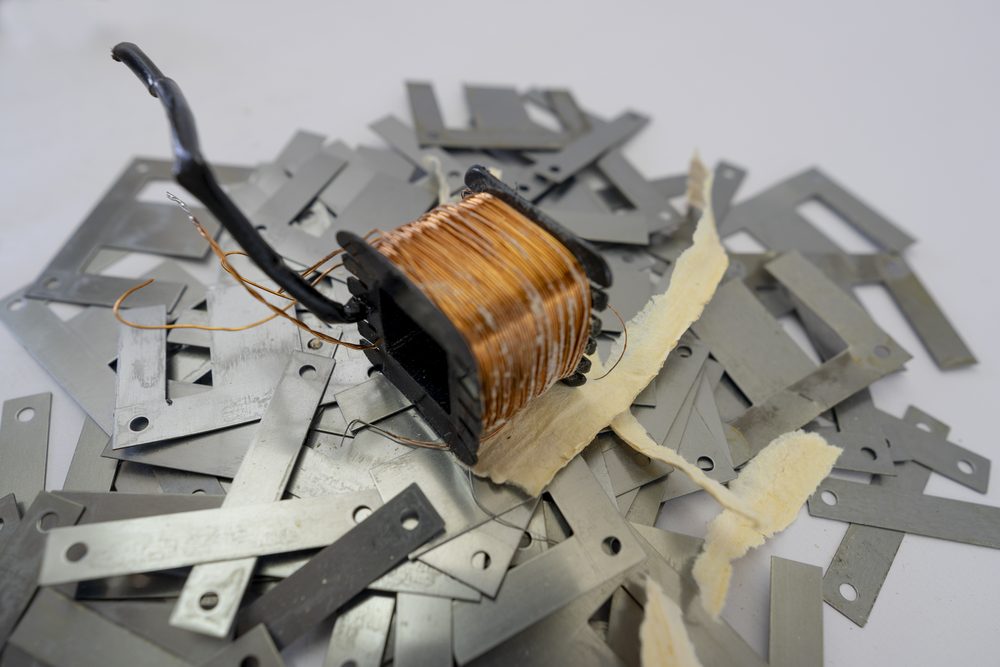 scrap metal — copper windings and steel recovered from electronics