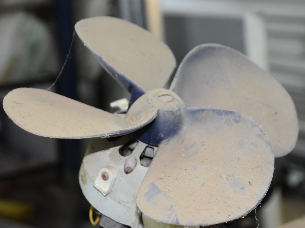 Large electric motor with fan blades